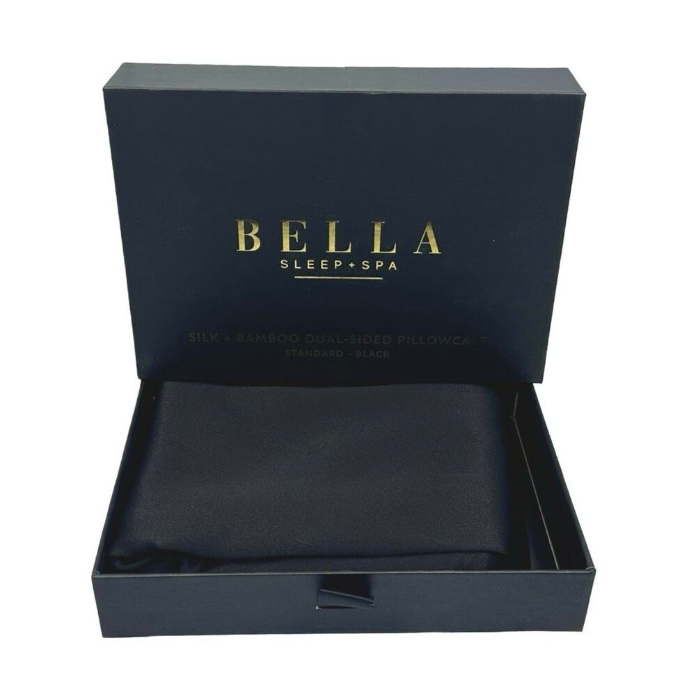 Bella Sleep + Spa | Silk + Bamboo Dual-Sided Pillowcase - King - Black